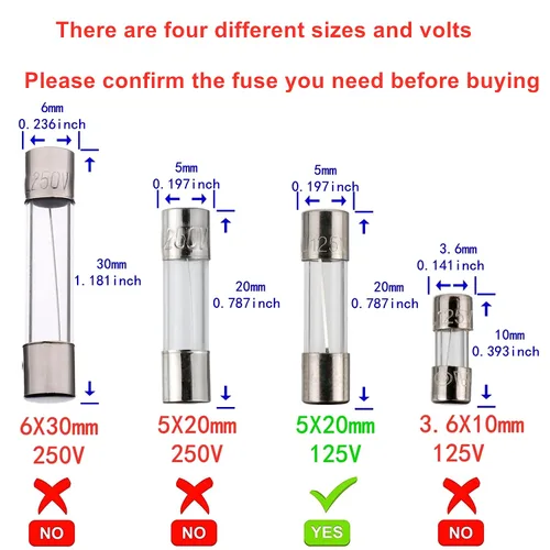 Miniatura 4 de BOJACK F0.5AL125V 0.197x0.787 in 0.5 A 125 V fusibles 0.2x0.78 pulgadas 0.5 amperios 125 voltios Fusibles de vidrio de soplado rápido (paquete de 10)