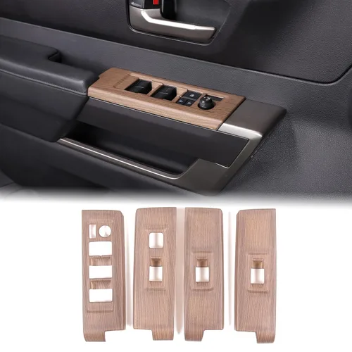 Miniatura 22 de Aunginsy Cubierta de Panel de Moldura de Botón de Elevación de Vidrio para Puerta de Automóvil Compatible con Toyota Tundra/Sequoia 2022-2025