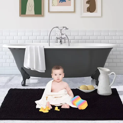 Miniatura 3 de Noahas Alfombras de baño de 20 x 30 pulgadas, tapetes de baño de felpilla de lujo suaves, antideslizantes y absorbentes, para bañera, alfombra