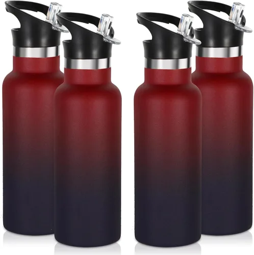 Miniatura 10 de Volhoply Botella de agua aislada para niños de 17 onzas, botellas de agua de acero inoxidable con tapa con pajilla, botella de agua de metal al
