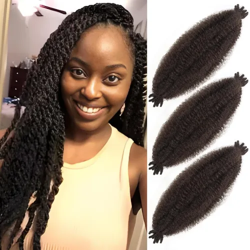 Miniatura 49 de 3 paquetes de cabello trenzado Marley Twist de 8 pulgadas, cabello afro twist elástico preseparado para rastas suaves de imitación, cabello