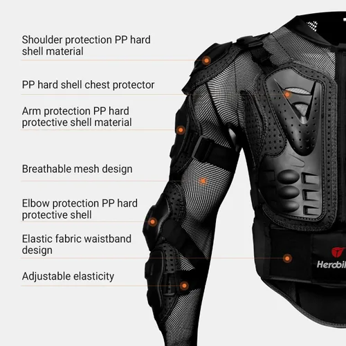 Miniatura 7 de HEROBIKER - Chaqueta de armadura completa para motocicleta, protección para la columna y el pecho, equipo de motocross, protector para motocicleta