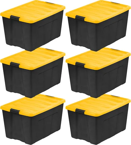 Miniatura 11 de IRIS USA - Caja de almacenamiento de plástico de 13 cuartos de galón con tapa y pestillos – Paquete de 6 – sin BPA, solución de organización