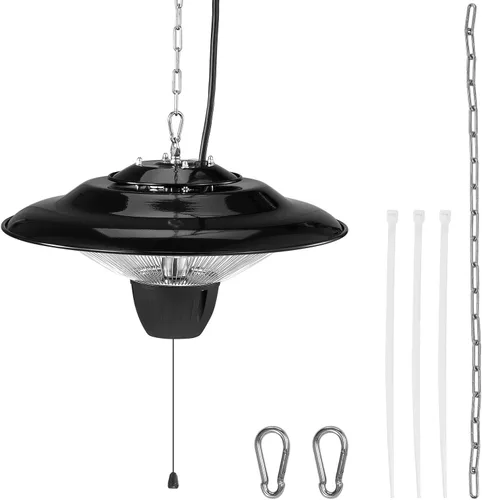 Miniatura 9 de VEVOR Calentador de patio colgante, calentador infrarrojo eléctrico de 1500 W, protección IP34 con cable de tracción de 23.6 pulgadas y cadena