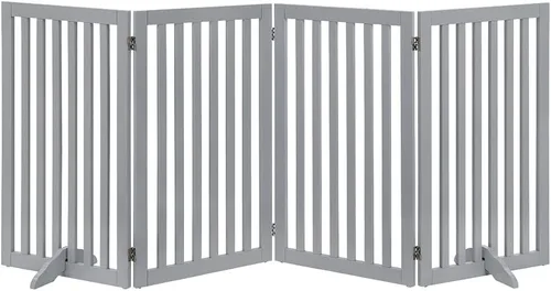 Miniatura 38 de unipaws Puerta para mascotas de pie libre de 24 pulgadas de alto para perros y gatos, puertas de madera para puerta, escaleras, valla plegable
