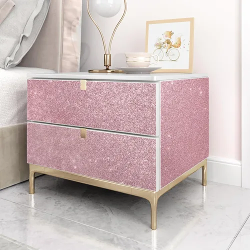 Miniatura 7 de Papel tapiz rosa con purpurina para despegar y pegar para dormitorio de niña, papel de contacto con purpurina brillante, papel de contacto moderno
