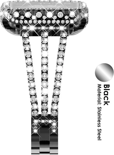 Miniatura 3 de Surace - Correa compatible con Apple Watch de 1.57 pulgadas para mujer series 6, 5 y 4, brazalete de eslabones brillantes con diamantes de brillo