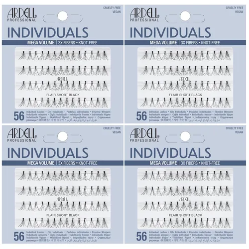 Ardell Pestañas individuales triples, extensiones de pestañas largas de color negro, sin nudos, voluminizadoras para mejorar las pestañas completas,