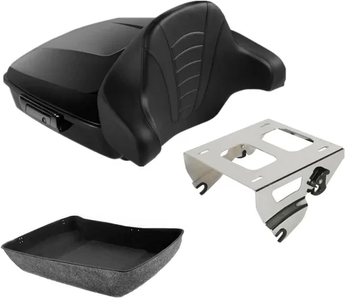 Miniatura 18 de TCMT Caja de maletero de motocicleta cortada de 10.7", respaldo envolvente, soporte de montaje para 2 personas, compatible con Harley 2014-2025 Con