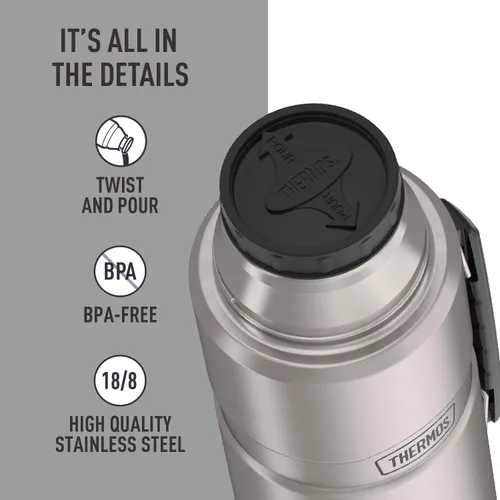 Miniatura 4 de Botella inoxidable para bebidas de 68 onzas líquidas, modelo King, de la marca Thermos, Acero inoxidable