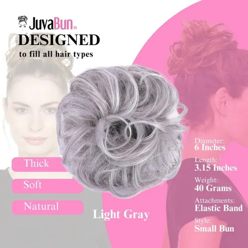 Miniatura 4 de Juvabun Messy Bun 2.0 - Extensión de cabello de moño desordenado de color gris claro, suave y ligero, para mujer, uso diario Gris claro 2.0