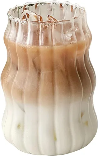Miniatura 7 de Ochine Vasos acanalados para beber – Vasos de vidrio para vino, café, cócteles, expreso, té helado, agua, bebidas, jugo y cerveza