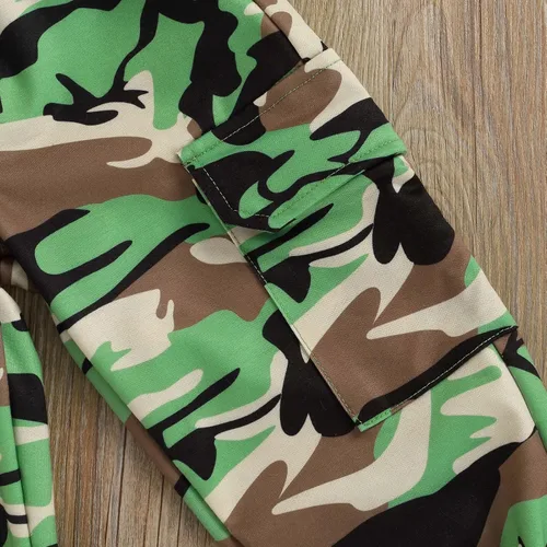 Miniatura 72 de Mandizy Conjunto de ropa de otoño para bebé niña pequeña, sudadera de manga larga con estampado de letras bendecidas, pantalones de camuflaje