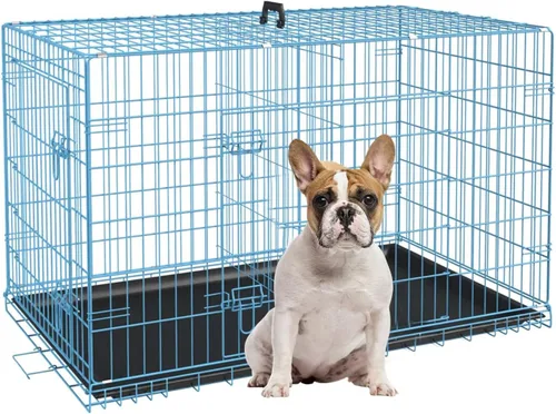 Miniatura 20 de Jaula para perros pequeños de 24 pulgadas, jaulas resistentes para perros pequeños, jaula plegable de alambre de metal con bandejas extraíbles, Negro