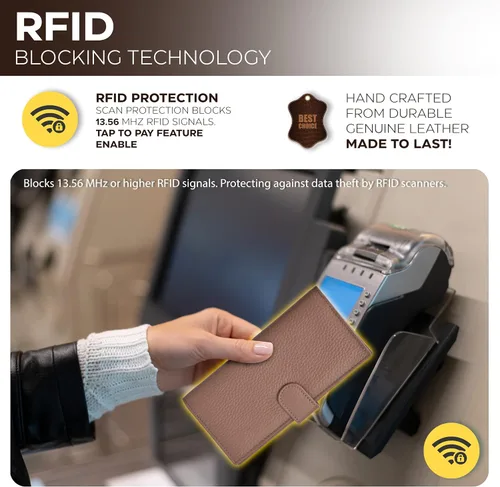 Miniatura 2 de Fundas de chequera para hombres y mujeres - Soporte de chequera estándar con bloqueo RFID de cuero