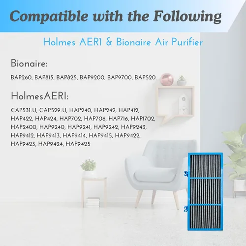 Miniatura 5 de Nispira Filtro de repuesto AER1 para purificador de aire Holmes HAPF30AT HAP242-NUC, True HEPA con infusión de carbono, removedor de compuestos