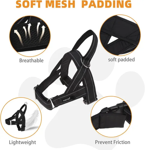 Miniatura 4 de KOOLTAIL Arnés sin tirones para perro pequeño, con acolchado suave y asa, arnés de chaleco para cachorro fácil de caminar, cuello y pecho, Negro