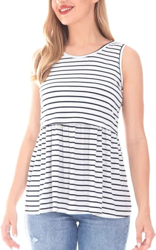 Miniatura 6 de Bearsland Camiseta sin mangas de maternidad para mujer cuello redondo para lactancia ropa de embarazo