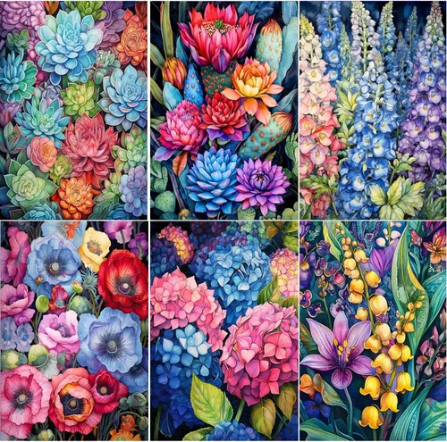 Miniatura 12 de EWJRNSF Paquete de 6 kits de pintura de diamantes 5D para adultos principiantes, juegos de arte de diamantes, pintura de gemas y manualidades, B 6