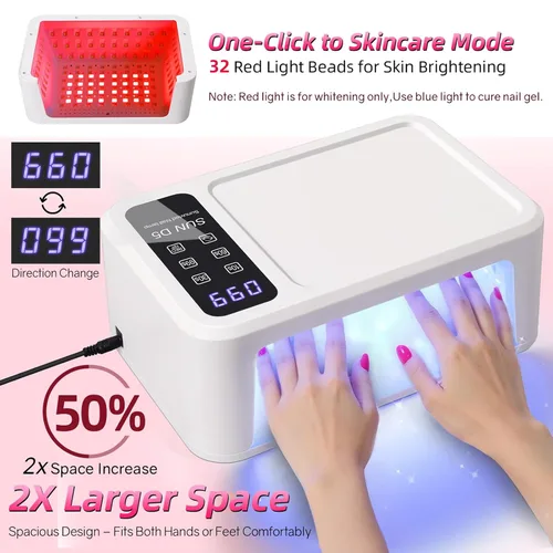Miniatura 4 de Luz UV para uñas de gel, lámpara de uñas LED UV de 120 W con 140 cuentas, secador de uñas profesional de secado rápido, diseño de dos manos, cuidado