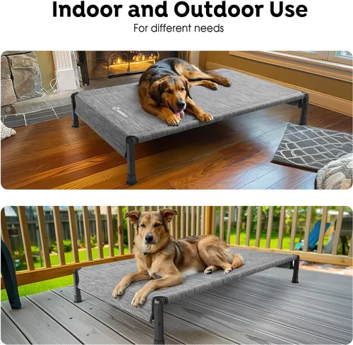 Miniatura 7 de Veehoo CWC2433 - Cama fresca para perros para exteriores, cama elevada para mascotas con malla Teslin lavable y transpirable, pies de silicona Negro