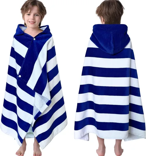 Miniatura 10 de VOOVA & MOVAS Toalla de playa con capucha para niños de 3 a 8 años, 30 x 50 pulgadas, suave, gruesa, grande, 100% algodón, absorbente para playa