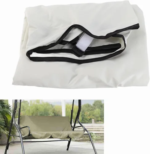 Miniatura 4 de Keenso Funda de cojín para columpio, 3 asientos, impermeable, para exteriores, para patio, jardín, 60 x 20 x 20 pulgadas Beige