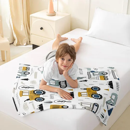 Miniatura 8 de Feelyou Coche de dibujos animados para niños, manta de franela de forro polar para construcción, manta mullida para decoración de camiones, cama