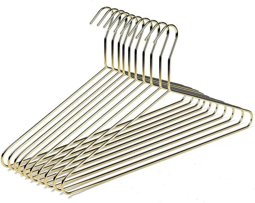 Miniatura 7 de Hermosas perchas de metal de aluminio dorado para colgar abrigos resistentes (tamaño adulto)