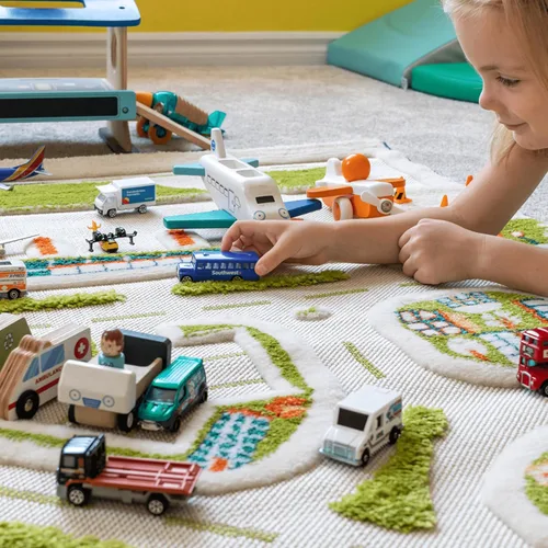 Miniatura 8 de IVI Mini City - Alfombra educativa de 59 pulgadas de largo x 39 pulgadas de ancho para dormitorio, sala de juegos o sala