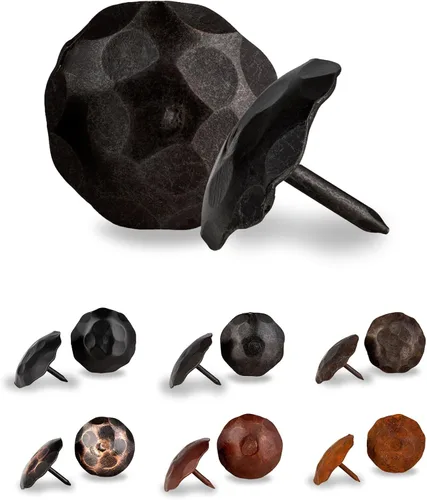 Miniatura 21 de Paquete de 25 clavos decorativos de 1,25 pulgadas de cabeza redonda grande – oxidados – sujetadores rústicos redondos hechos a mano para persiana