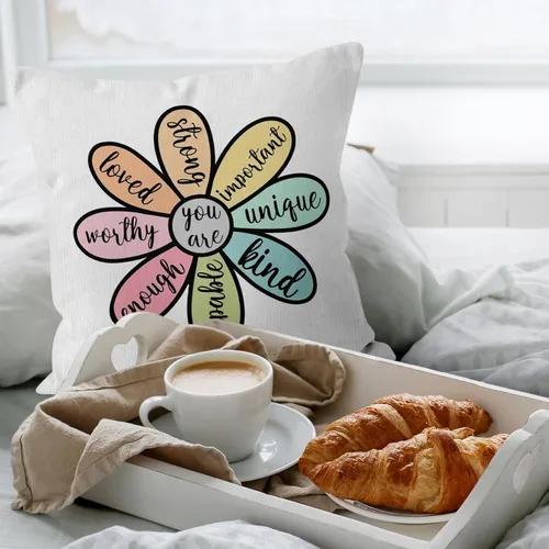 Miniatura 4 de HIWX Fundas de almohada inspiradoras para el aula, almohadas para profesores para el aula, con texto en inglés «You are Enough Loved Kind», fundas