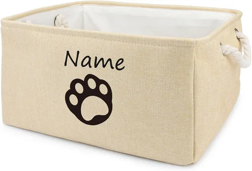 Miniatura 17 de Cesta de almacenamiento de juguetes para perros, plegable, personalizable con diseño de nombre de mascota, organizador para juguetes de perros, F