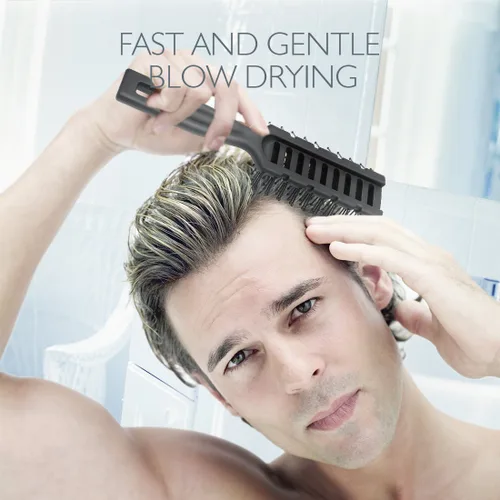 Miniatura 6 de Baasha Cepillo para el cabello, cepillo ventilado para secar con soplado, cepillo de pelo corto para hombre con cerdas con punta de bola, mejor