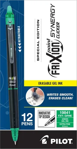 Miniatura 15 de PILOT FriXion Synergy Bolígrafos de tinta de gel retráctiles con clic borrables, punta extra fina de 0.5mm, tinta negra, docena