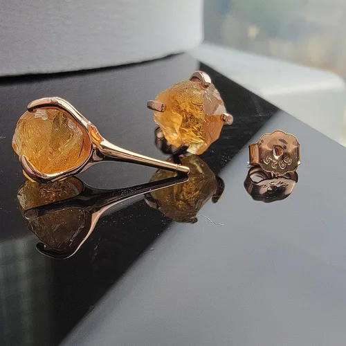 Miniatura 73 de Aretes de piedra preciosa natural en bruto con oro rosa sobre plata de ley 925, 6 a 0.276 in, regalo de piedra de nacimiento de calidad genuina