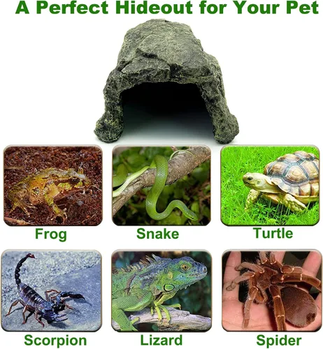 Miniatura 7 de Besimple Cueva Decorativa Escondite para Peces de Acuario, Escondites de Roca para Reptiles Cueva de Piedra Casa Escondite Accesorios de Pecera