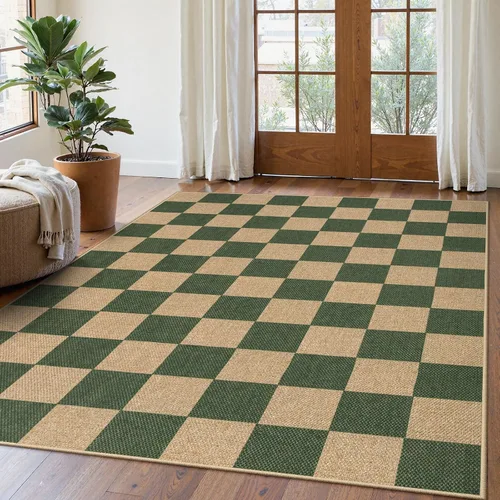 Miniatura 49 de Lahome Alfombra de yute a cuadros fácil 2'x3', alfombra pequeña para entrada, antideslizante, alfombra para la puerta delantera de la cocina