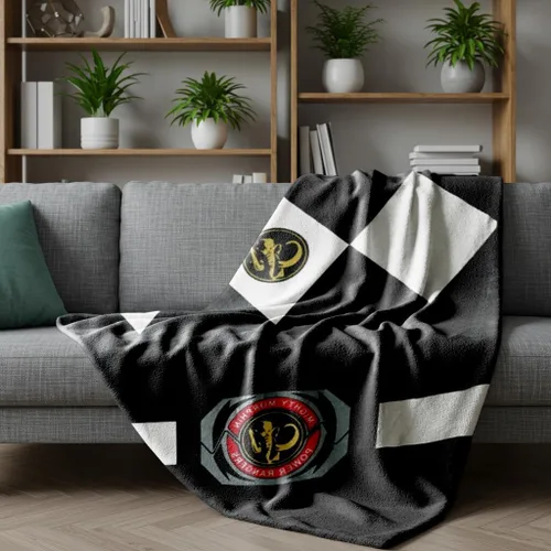 Miniatura 2 de Bazillion Dreams Mighty Morphin Power Rangers Black Ranger - Manta de forro polar suave, mide 45 x 60 pulgadas