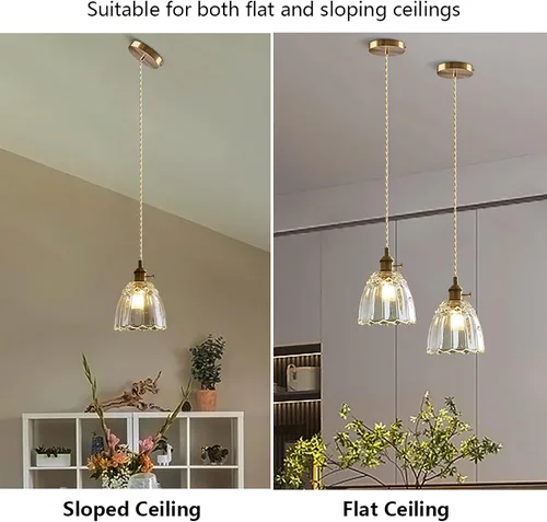 Miniatura 6 de Sedelan Lámpara Colgante Vintage, Luces Colgantes de Vidrio Isla de Cocina, Lámpara Colgante Antigua, Iluminación Colgante Interior para Cocina