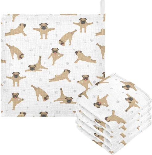 Miniatura 48 de Toallas de algodón para bebé, toallas de baño unisex para recién nacidos, toallitas naturales para piel delicada, 11.8 x 11.8 pulgadas, paquete de 5