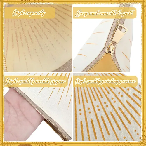 Miniatura 6 de Pinkunn 10 bolsas de maquillaje Sunshine Ray, bolsa de lino natural con cremallera, regalo bohemio, bolsa de cosméticos, organizador de accesorios