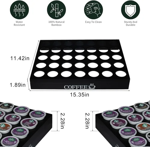 Miniatura 2 de MinBoo BamBoo - Soporte para cápsulas K para cajón o encimera, organizador de cápsulas K, soporte para cápsulas de café, contiene 35 cápsulas