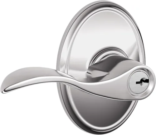 SCHLAGE - Manija Accent con cerradura que se abre con llave y moldura Wakefield en cromo brillante- F51A ACC 625 WKF