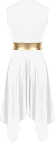 Miniatura 64 de easyforever Vestido de baile sin mangas con bloques de color para mujer, alabanza litúrgica, ropa de baile lírico, vestido de bata de adoración