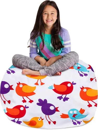Miniatura 30 de Posh Stuffable - Sillón puff con almacenamiento para niños, contenedor de animales de peluche, organizador de juguetes de niños Lona rayas verde
