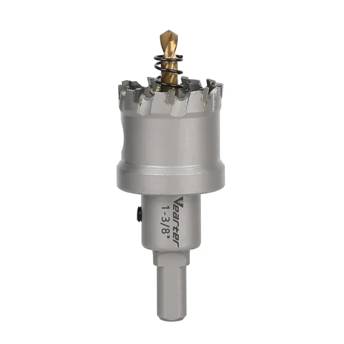Sierra perforadora de carburo de 1-3/8 pulgadas (1.378 in) para metal duro, cortador de agujeros con punta de carburo de tungsteno con broca piloto