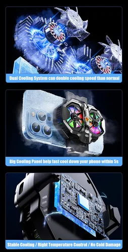 Miniatura 2 de Enfriador de teléfono móvil con retroiluminación RGB y pantalla de temperatura, ventilador de refrigeración para teléfono celular con chip