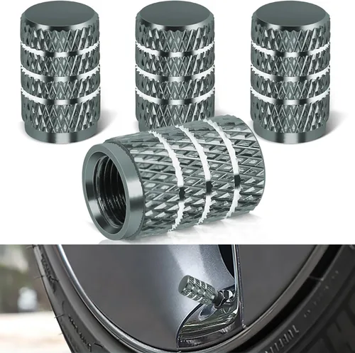 Miniatura 8 de 4 tapas de vástago de válvula de neumático para Tesla modelo Y X S 3, tapa de vástago de válvula de aleación de aluminio, accesorio universal Negro