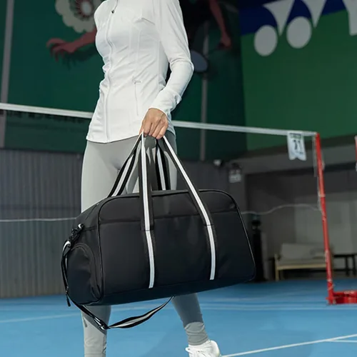 Miniatura 8 de Bolsa de gimnasio deportiva grande con zapatos y bolsillos húmedos y secos, funda de paleta para hombres y mujeres, accesorios deportivos, bolsas